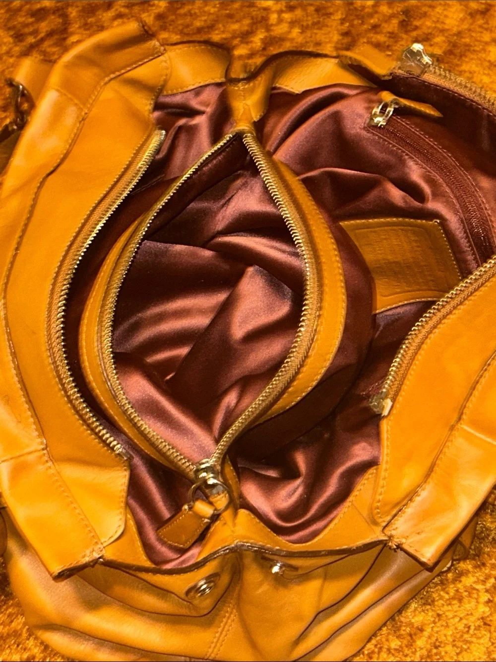 Coach Leather Shoulder Bag in Caramel